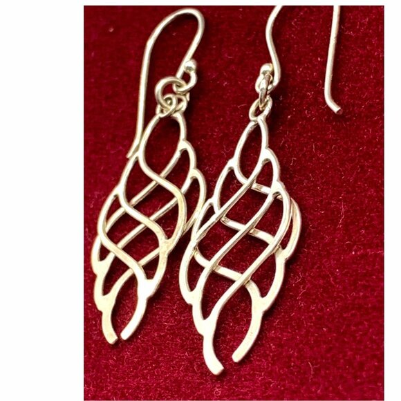 Vtg JNS Creation Sterling Wings Dangle Pierced Designer Earrings Chandellier 925 - Picture 4 of 7